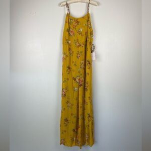 NWT Free People Floral Gold Combo Jumpsuit Size L